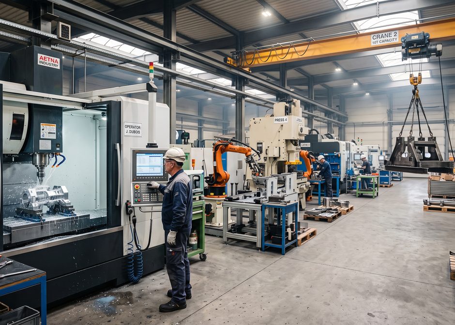 Leasing van industriële machines — werkplaats met CNC-bewerkingscentrum